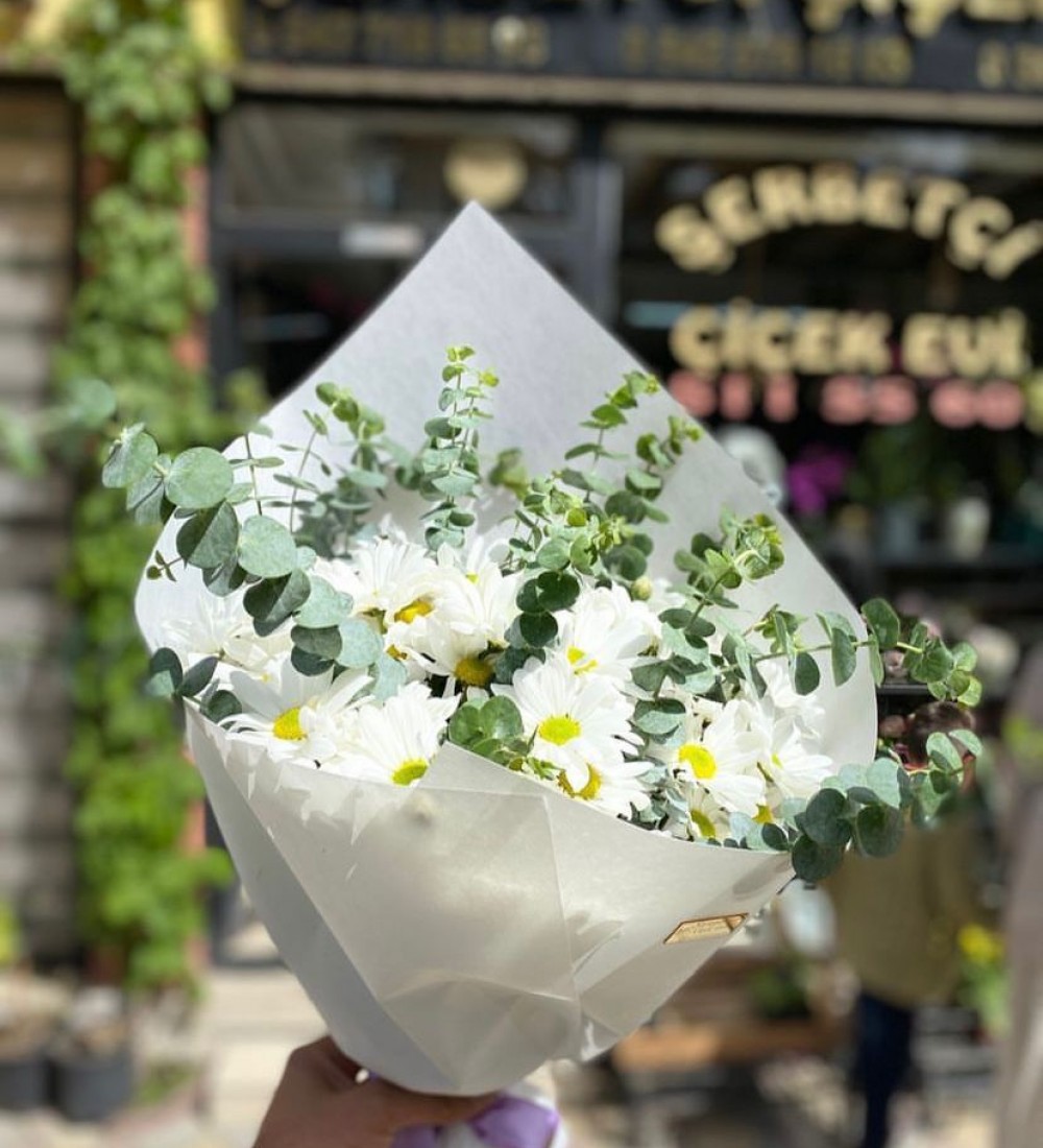 BUKET BEYAZ PAPATYA DEMETI (3 DEMET)