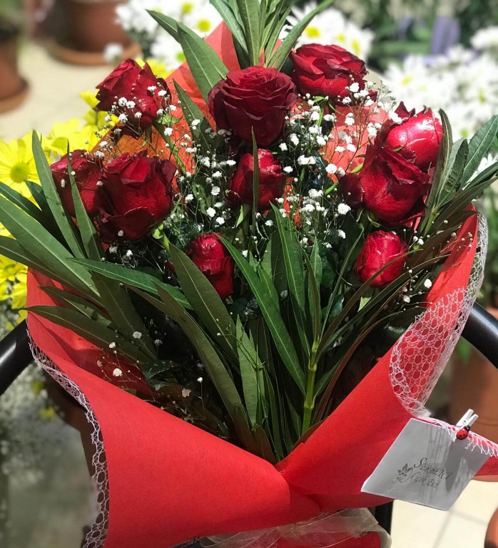 BUKET ( 10 ADET GUL+YESILLIK)