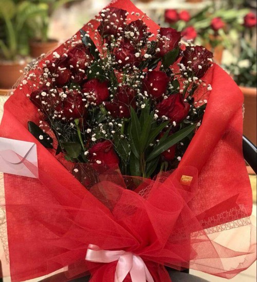 BUKET ( 15 ADET GUL+YESILLIK)